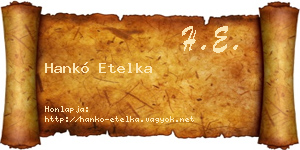 Hankó Etelka névjegykártya